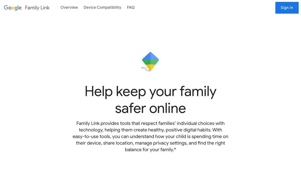 Screenshot of Google Family Link
