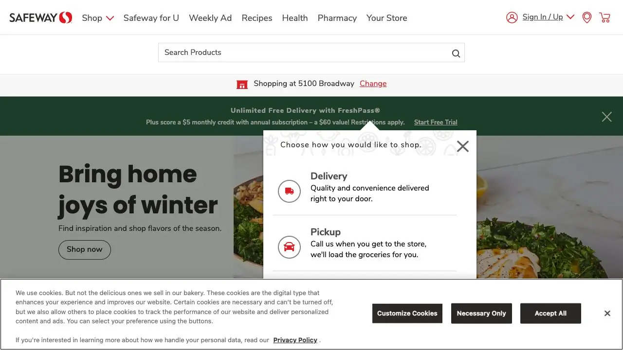 Screenshot of Safeway Shop
