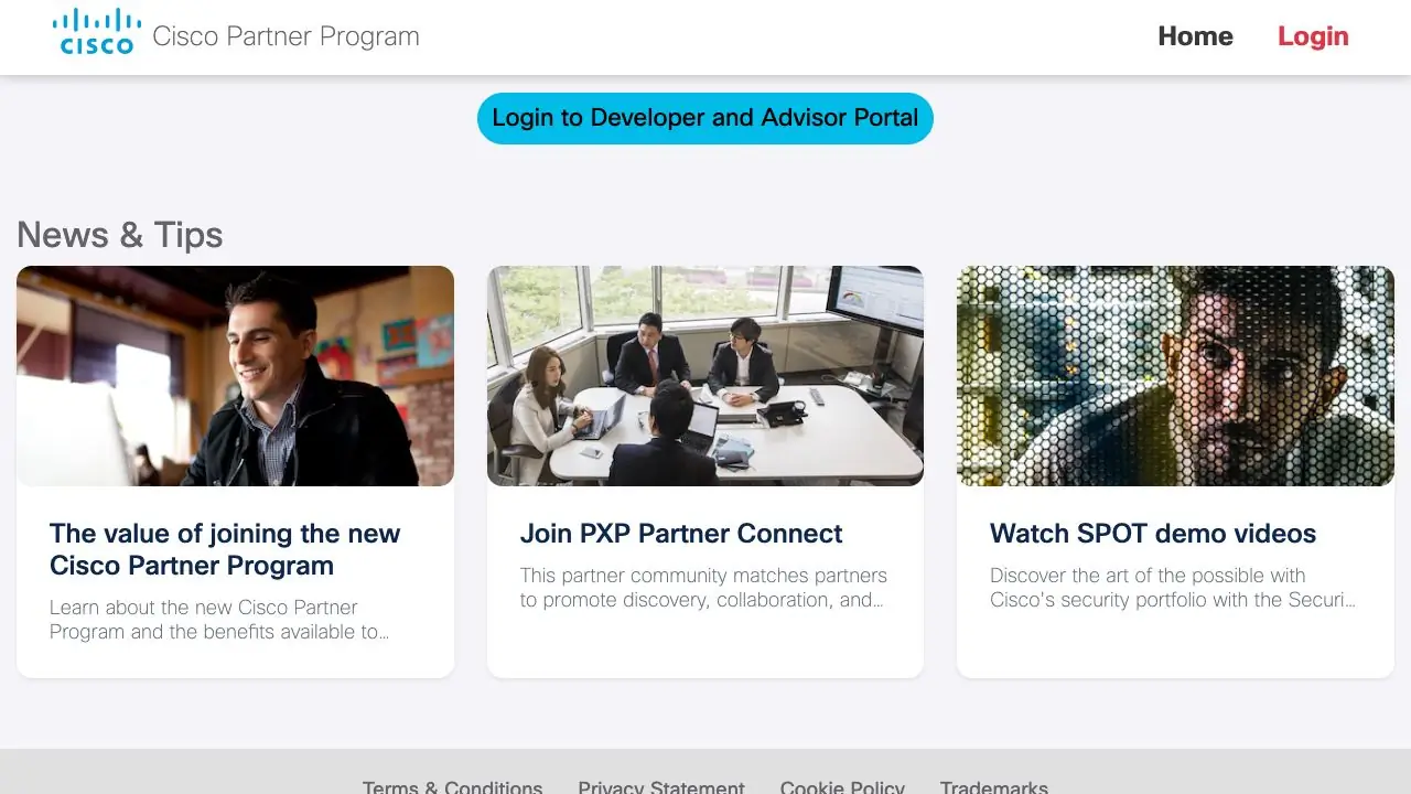 Screenshot of Cisco Solution Partner Program