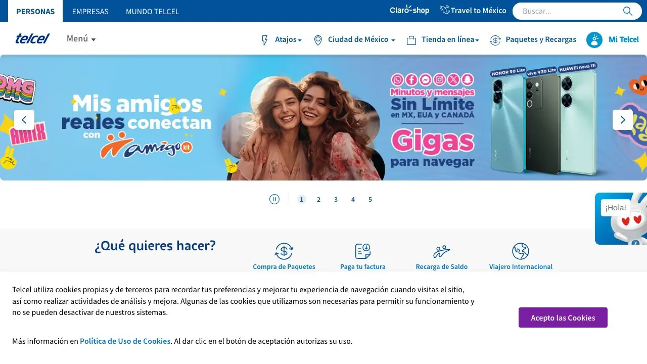 Screenshot of Telcel