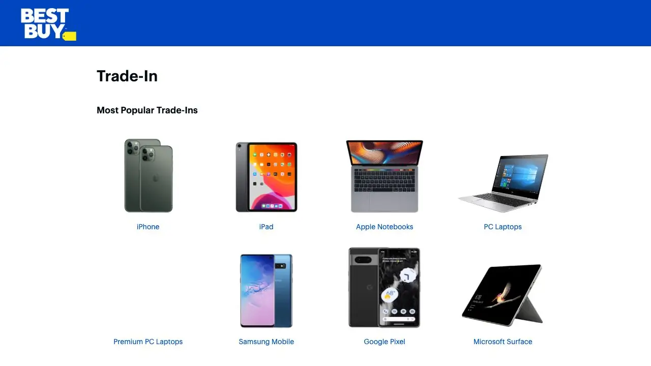 Screenshot of Best Buy Trade-In