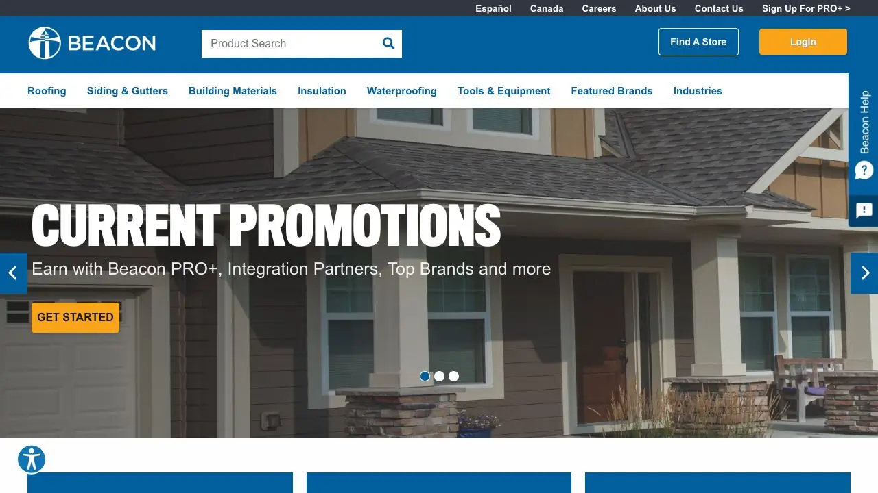 Screenshot of Beacon Building Products