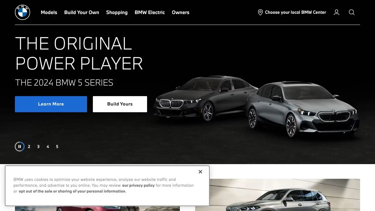 Screenshot of BMW USA