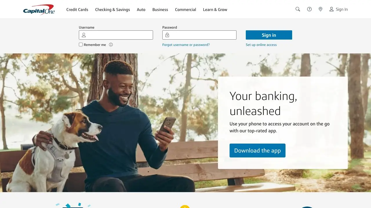 Screenshot of Capital One