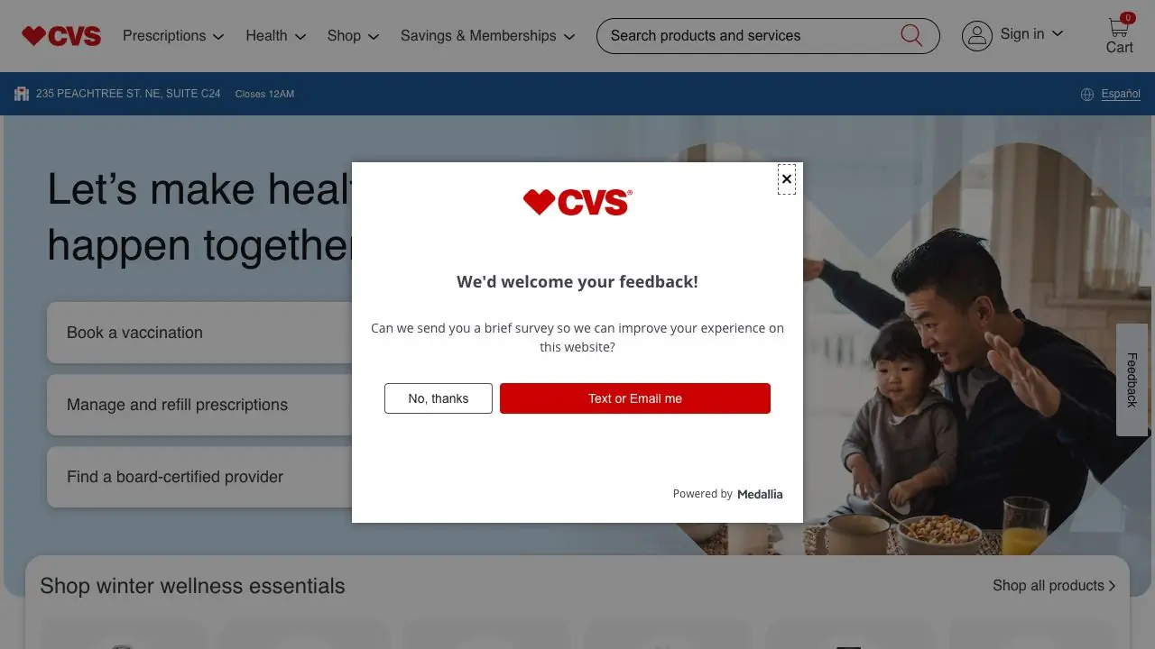 Screenshot of CVS Pharmacy