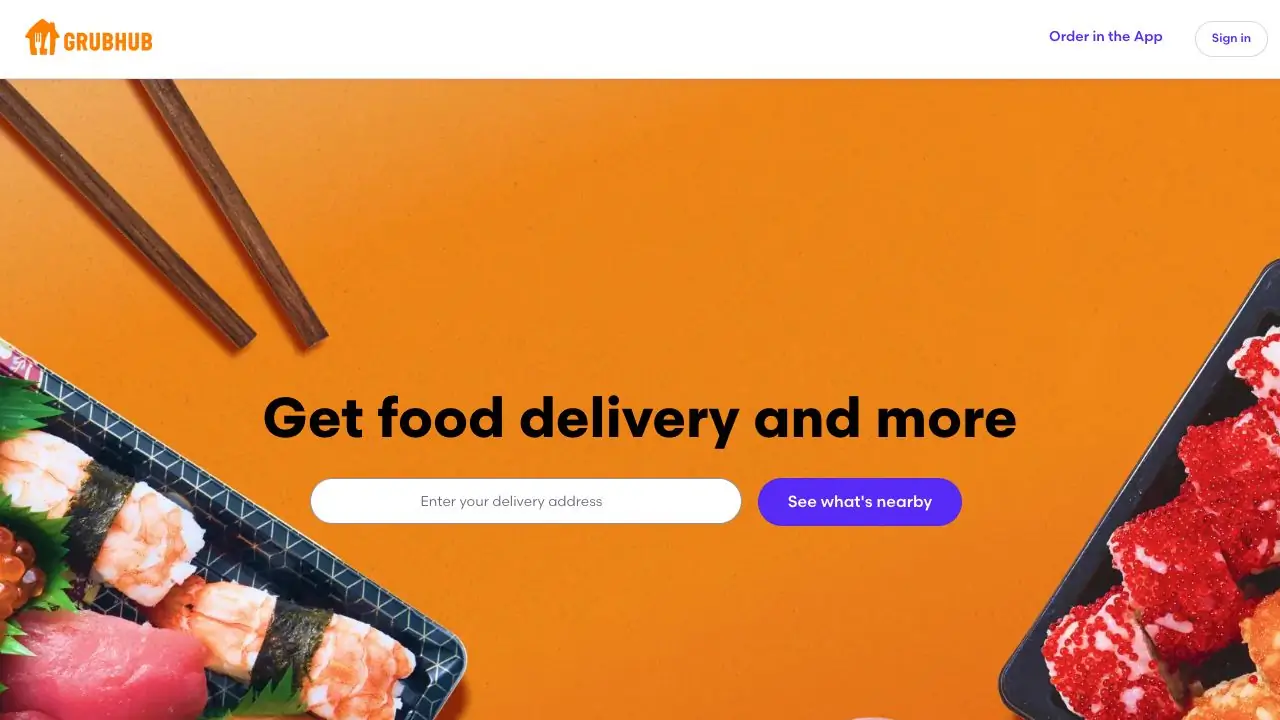 Screenshot of Grubhub