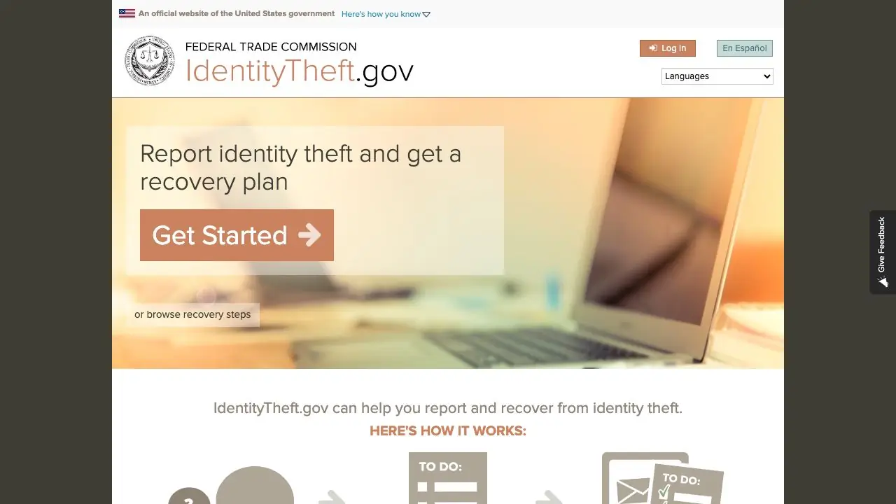 Screenshot of FTC Identity Theft